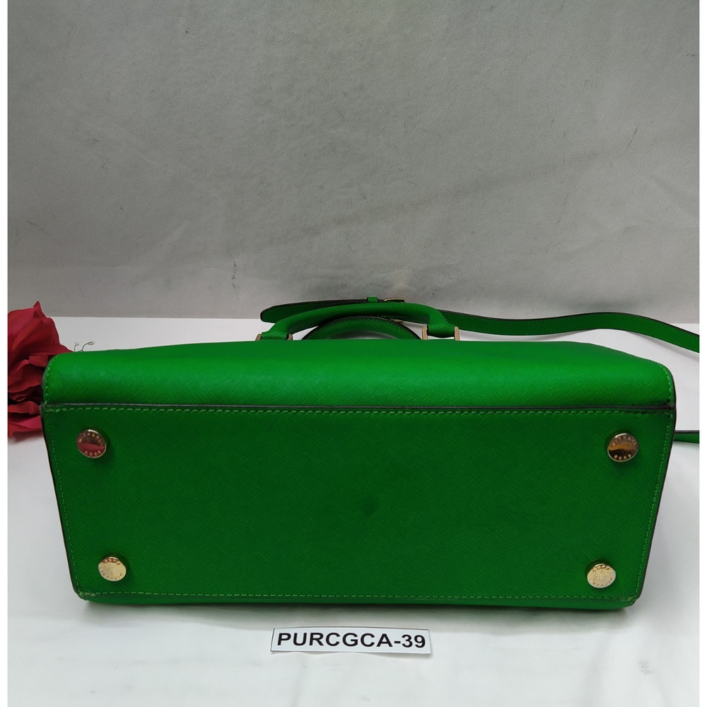 Michael Kors Green Leather Grommets Double Handles Satchel Bag - Picture 8 of 16